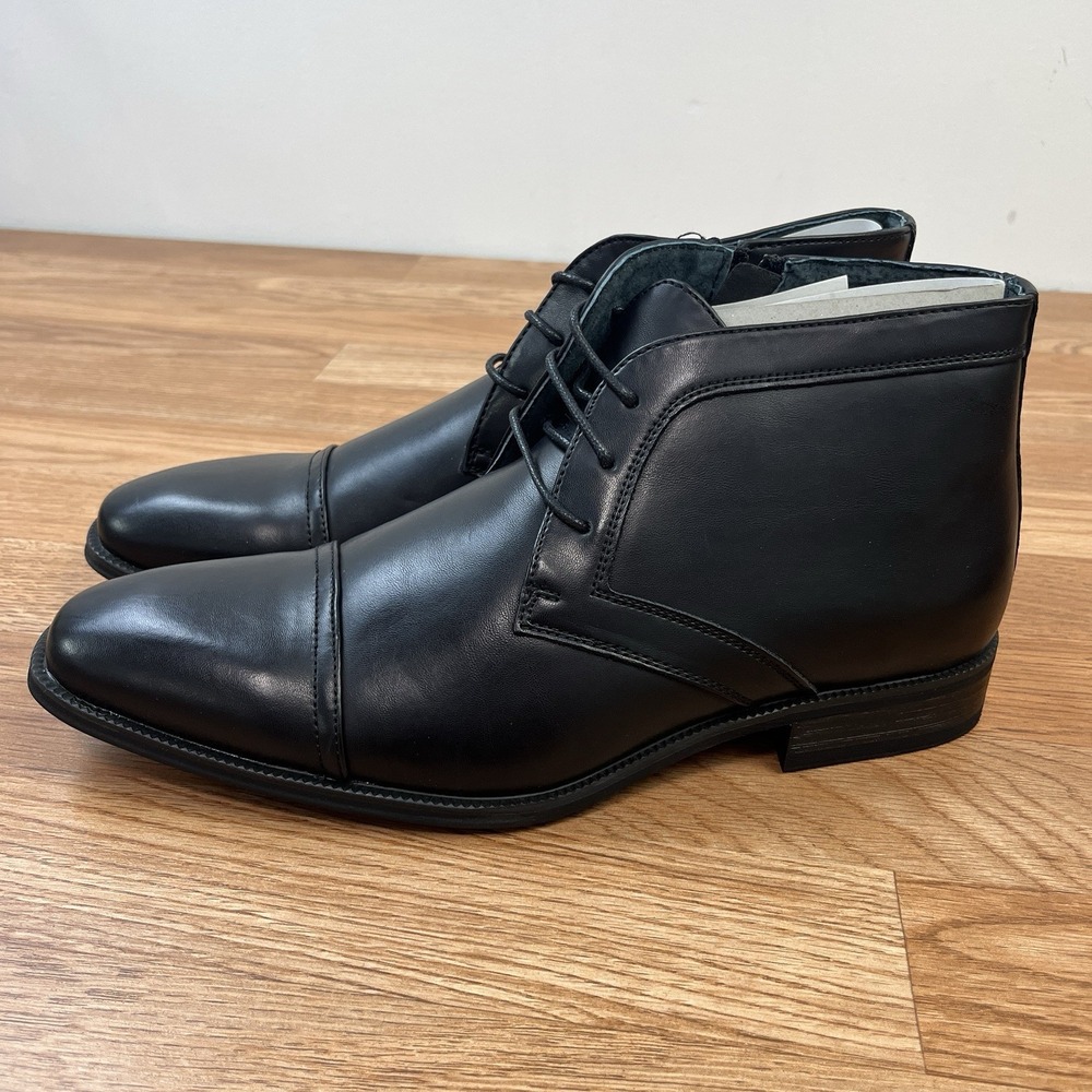 Amali Berino Black Ankle Dress Boots Men's Size 9 Zip Close NEW